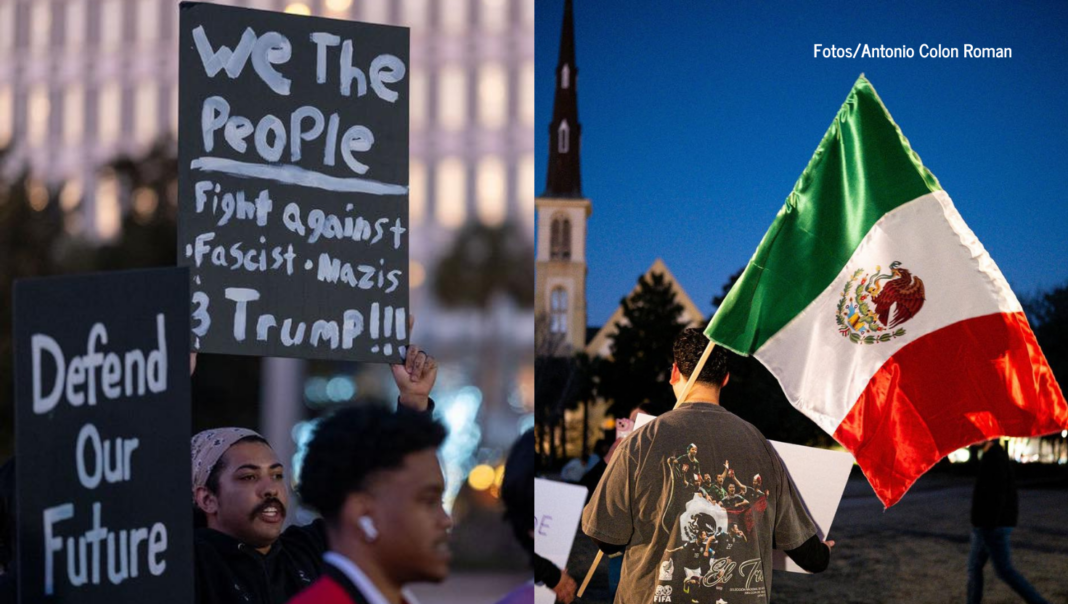 People gather at Marion Square, Downtown Charleston, SC to make their voices heard in a pro-immigration rally. Fotos/Antonio Colon Roman